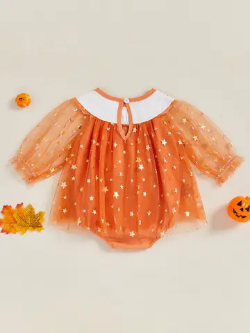 Halloweenkostym för spädbarn, långärmad, häxbroderi, smockad sparkdräkt med tyll och spindelnätsdetaljer 6 best sales Halloween-kostym för bebisar - №6