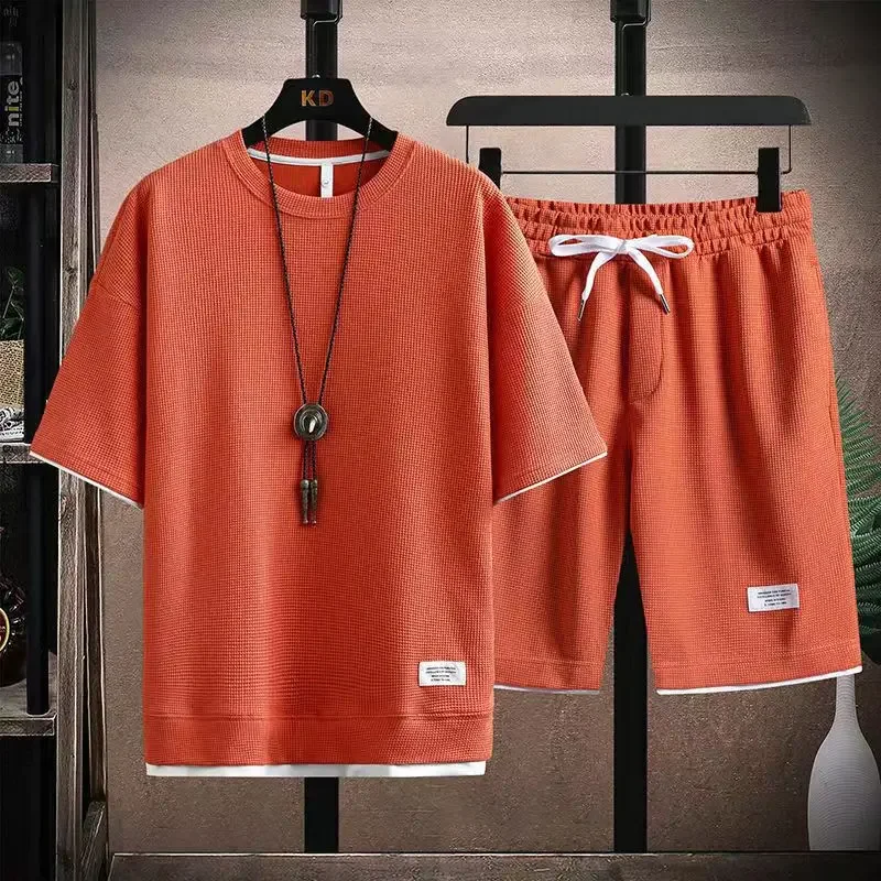 

Men's Summer Casual 2 Piece Set Quick Dry T-Shirt & Shorts Gym Sportswear Breathable Loose Tracksuit Male Outfit 2026 New Arriva