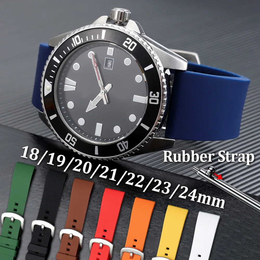 

18/19/20mm 21/22/23/24mm Quick Release Sports Silicone Watchband Waterproof Soft Rubber Watch Strap for Smartwatch & Most Wrist