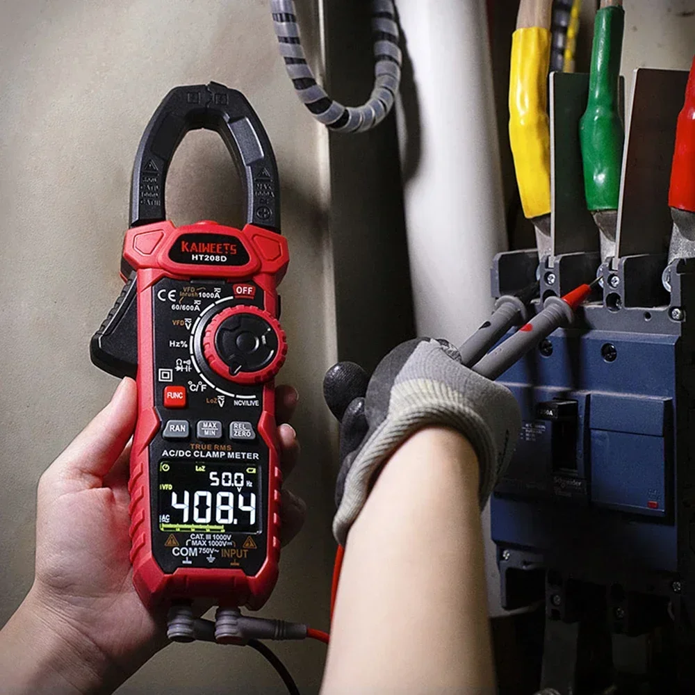 KAIWEETS HT208D 1000A Current Digital Clamp Meters Ammeter Test Electrical Multimeter Clamp Meter AC DC Digital