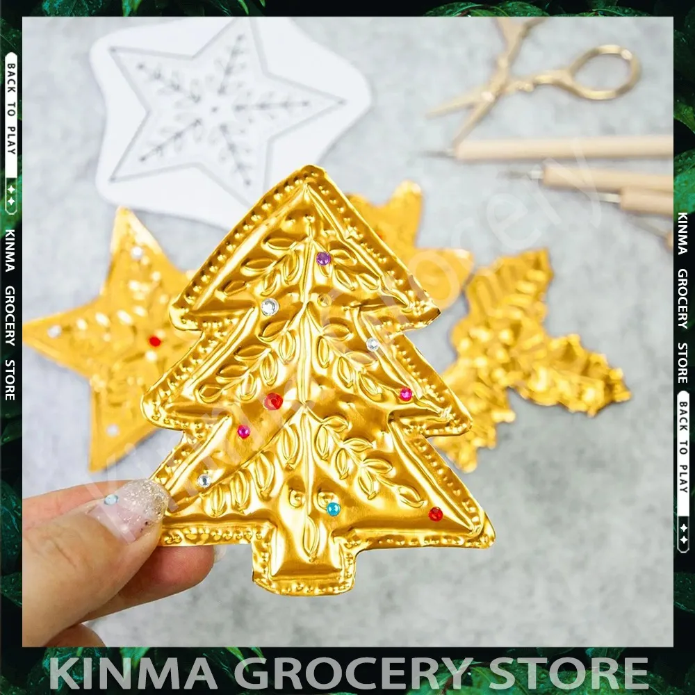 

Handmade Foil Paper Craft Kit with Shimmer gold and silver Christmas Engraving Art ornament making kit for Kids Adults Gift