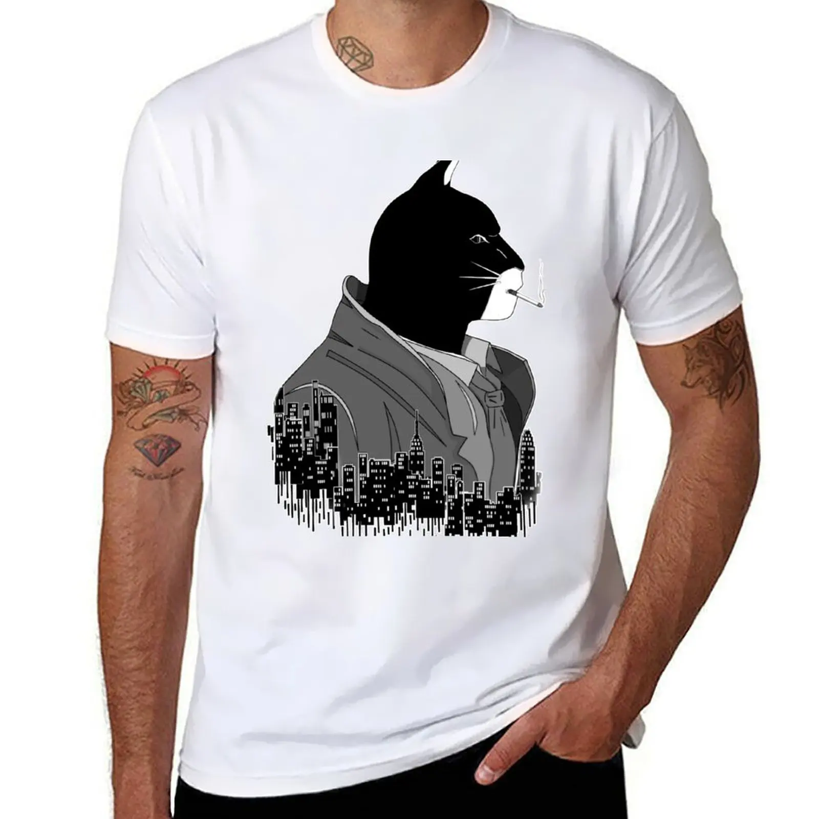 

Blacksad Night City Black And White Noire T-Shirt t shirts for man cotton funny man t shirt designer T-Shirt