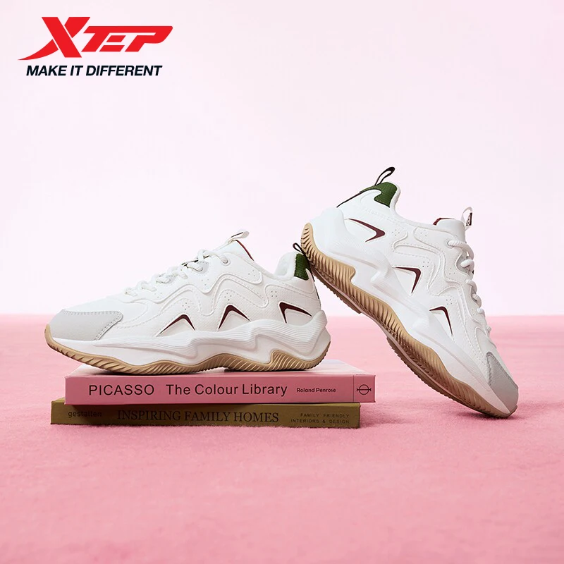 Xtep Women's Casual Shoe Street Style Breathable Shock Absorption Comfortable Durability Cushion Walking Sneakers 875318370002