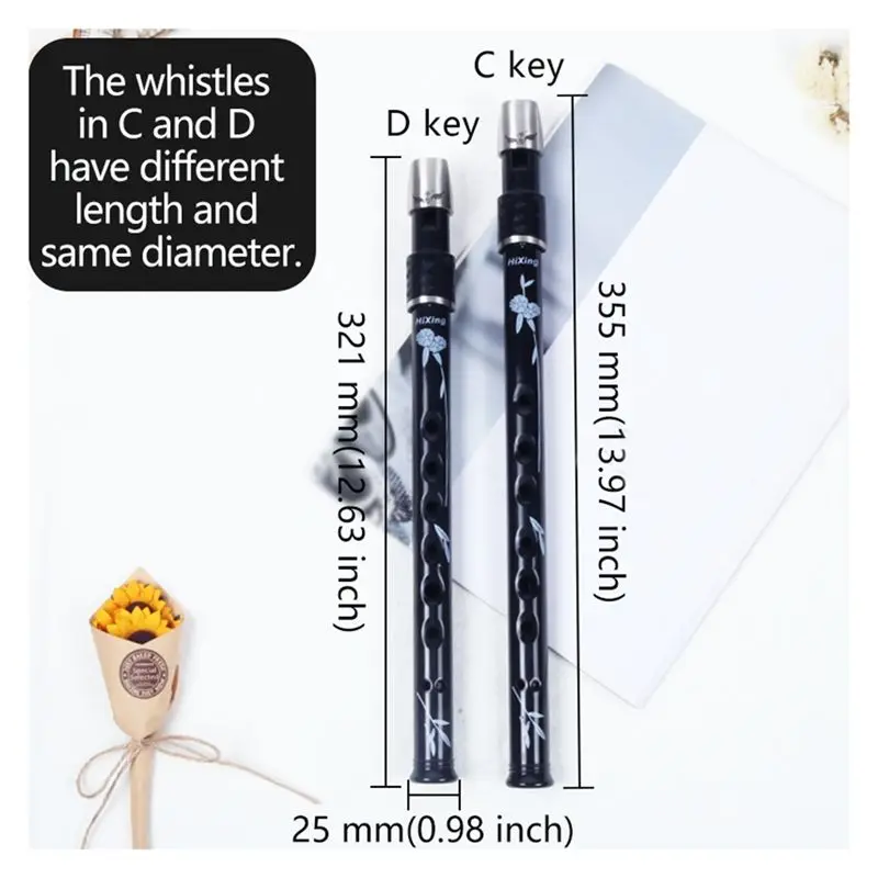 ABLB-6 Holes Irish Tin Penny Whistle With Case Key Of C D Flute Whistle Instrument Woodwind For Music Lover D Key