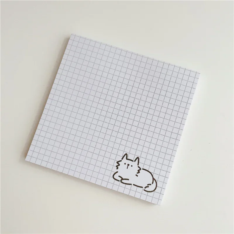 50 Blatt Schreibwaren für die Schule, Cartoon-Motiv, niedliche Katze, Notizblock, einfacher Stil, Kawaii-Nachrichtenpapier, Notizen für Studenten, To-Do-Listen