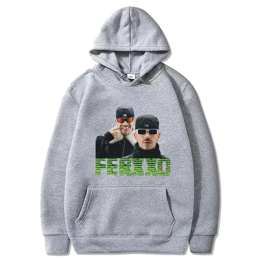 Rapper Feid Ferxxo tour 2024 Hoodie hitam grafis Pria Wanita vintage hip hop pakaian jalanan kaus lengan panjang uniseks