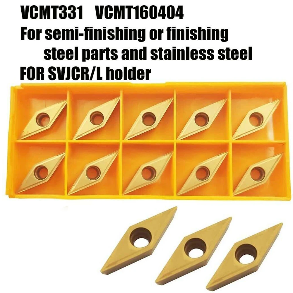 

Accessories Insert Replacement Set Turning Tool VCMT160404 10pcs Carbide Inserts Fittings Golden Indexable Parts Brand New