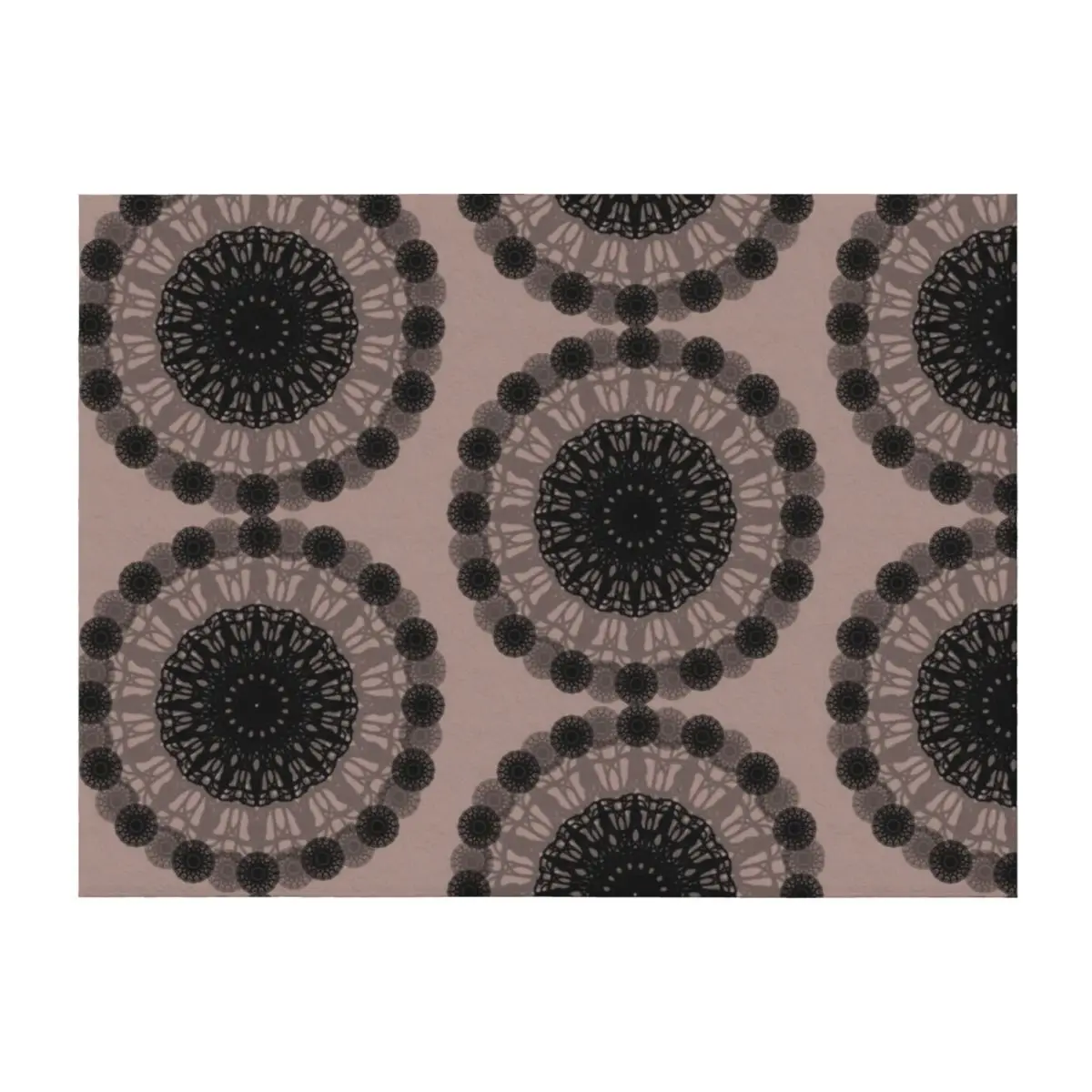 

Floral Black Mandala on Pastel Brown Throw Blanket warm winter anime Bed Fashionable Blankets