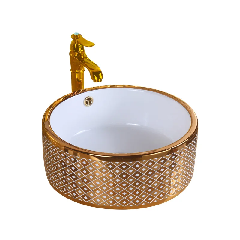

European-style golden washbasin ceramic table basin art fashion creative gold-plated washbasin bathroom washbasin