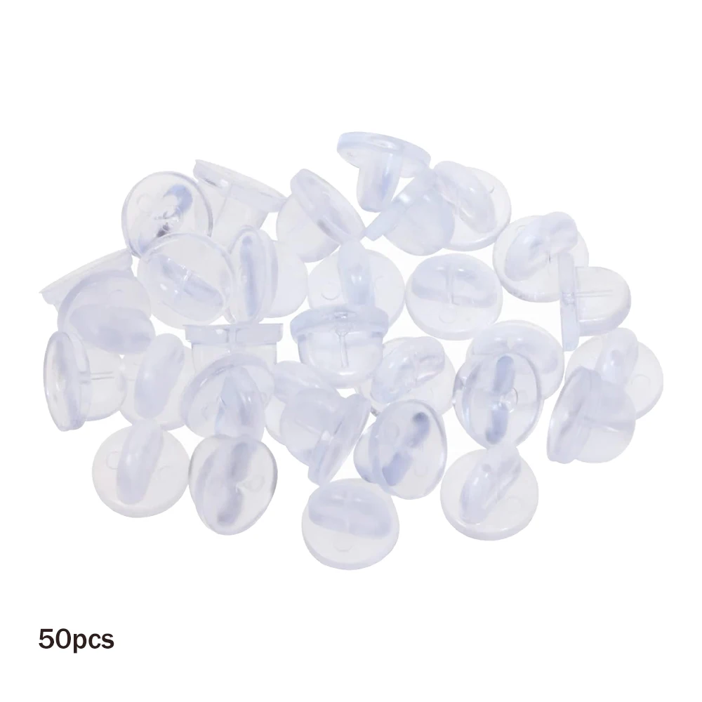 50pcs Pink Rubber Backs Blank Pin Base Keepers Replacement For DIY Handmade Brooch Clothing Accessories Jewelry Making Supplies image 3