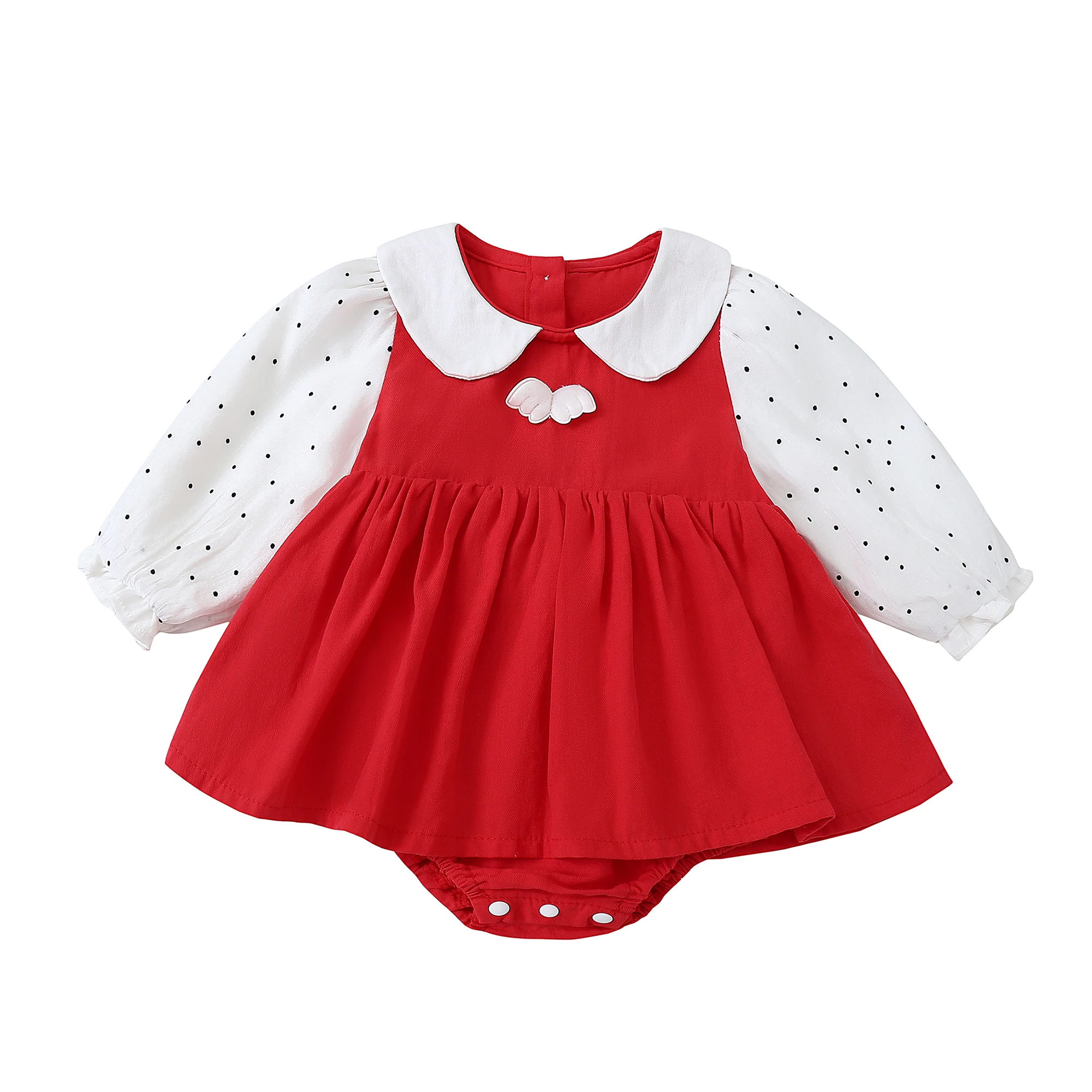 2022 autumn long sleeved baby wings romper dress baby collar sweet Hattie romper dress