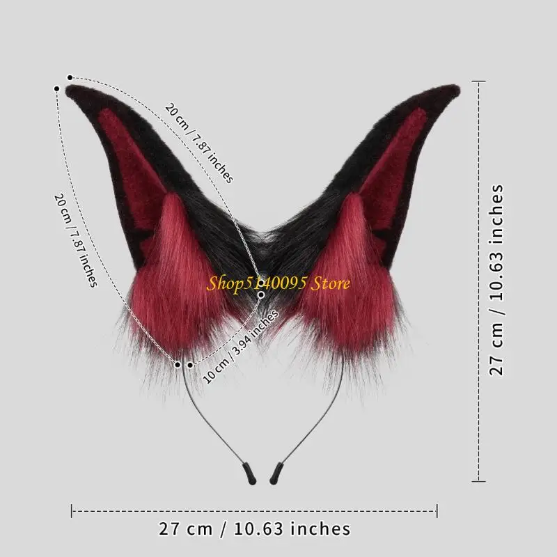 Dxae Faux Pelze Füchse Wolf Ohren Stirnband Pelzige handgefertigte Tierohren Haarband Kopfbedeckung Halloween Kostüm Cosplay