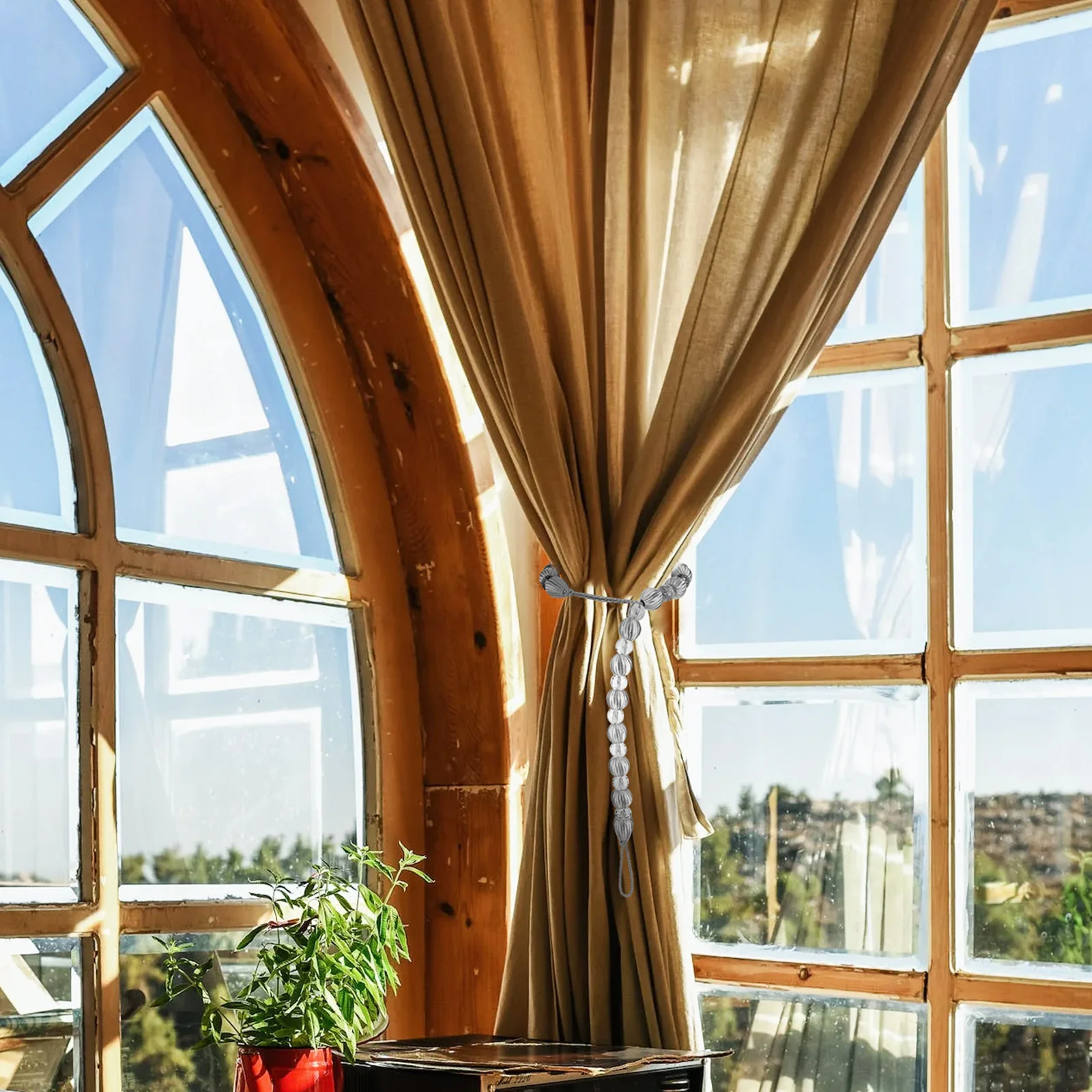 

6pcs Crystal Bead Curtain Tiebacks Decorative Drapery Holdbacks Window Curtain Holders Acrylic Rope Wall Safe Easy Installation