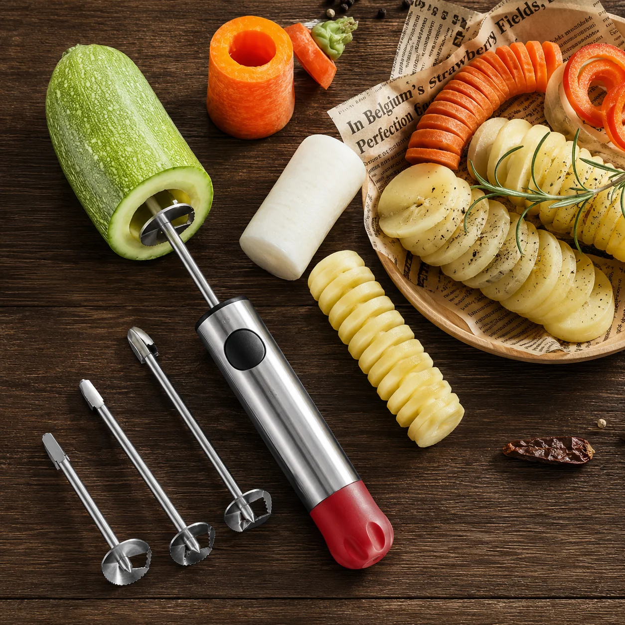 4Pcs Stainless Steel Fruit Vegetable Corer Set Apple Peeler Seed Remover Pitter Tool Kitchen Gadget