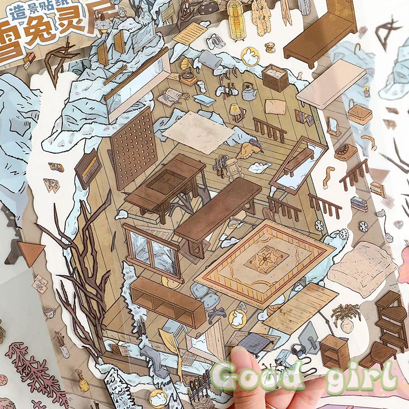 Nuevo Set de 1 Juego de Pegatinas DIY para Juegos de Escenas, Pegatinas 3D de Gran Tamaño con Diseño de Castillo y Paisaje de Ciudad de Dibujos Animados, Regalo de Cumpleaños para Niños y Niñas