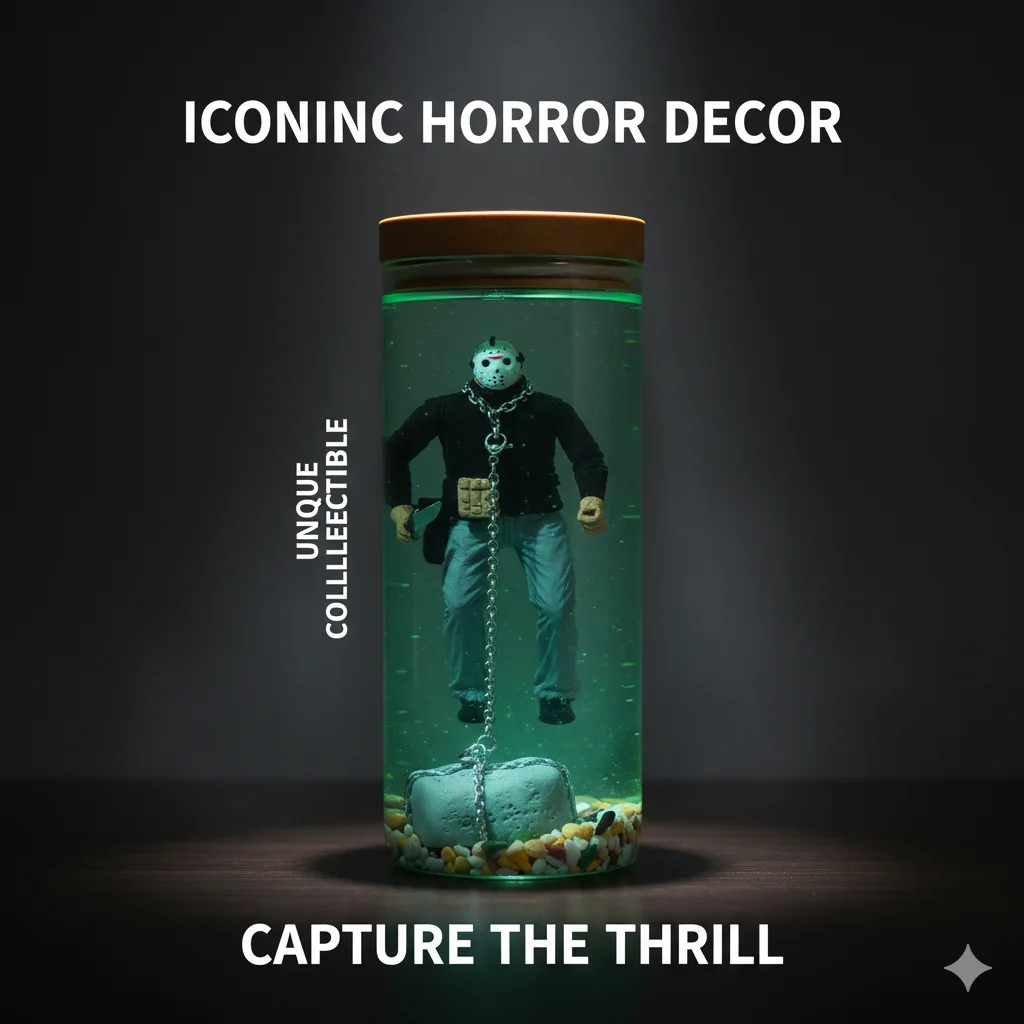Resin Jason Figure Lamp Underwater LED Scene Night Light Desktop Horror Movie Decoration Gift for Home or Collectors