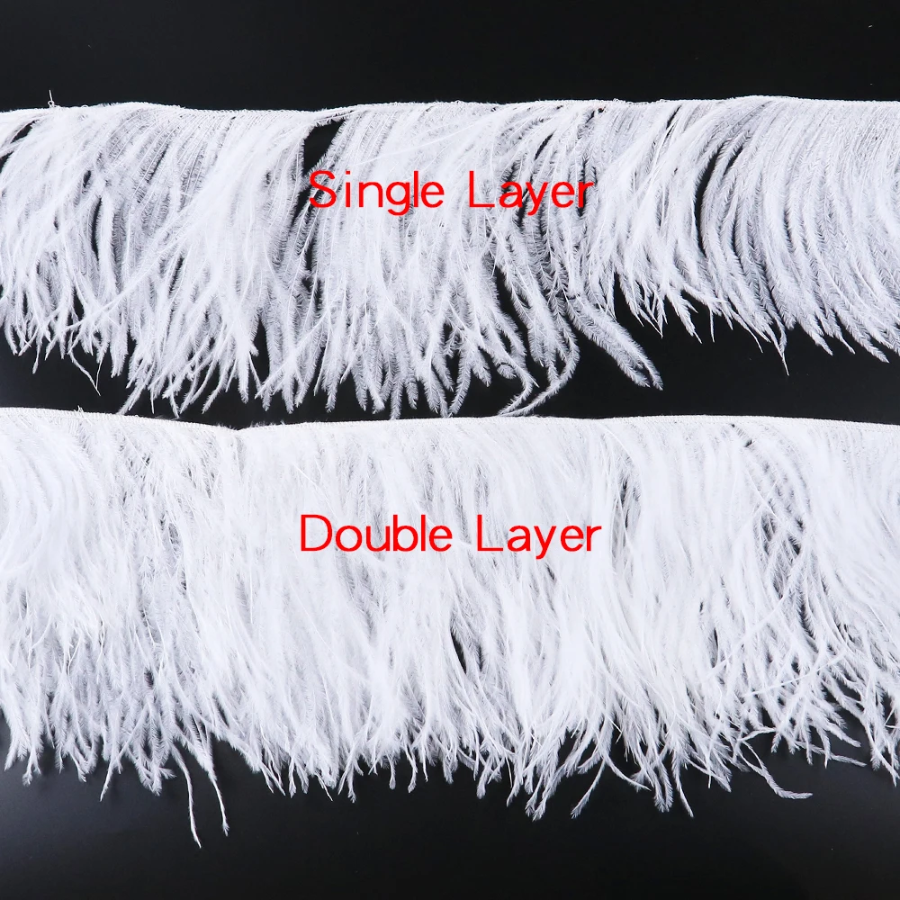 Wholesale White Ostrich Feather Trim for Wedding Party Dress Decorative Clothing Sewing Accessories 10-22cm Long Plume Fringe