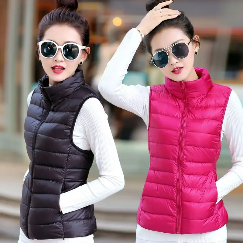 

New Vestes Sleeveless Puff Jacket Women Lightweight Short Down Cotton Vest Korean Fashion Coats Autumn Winter Female Tops 2023