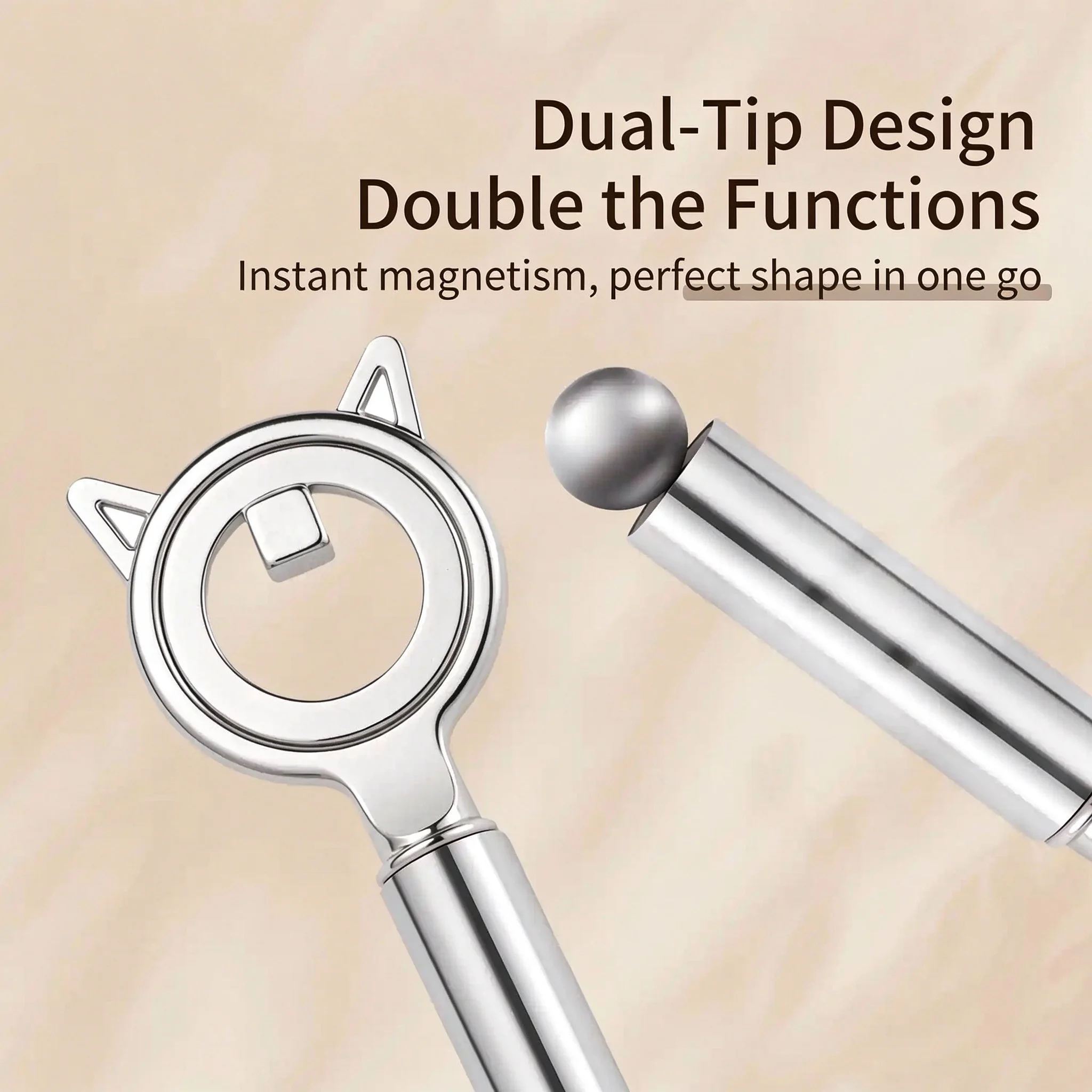 Dual-Head Cat Eye Nail Magnet Ring Magnetic Tool 3-second Suction Hollow Cat Eye Halo Cat Eye Nails Design with Ball Magnet