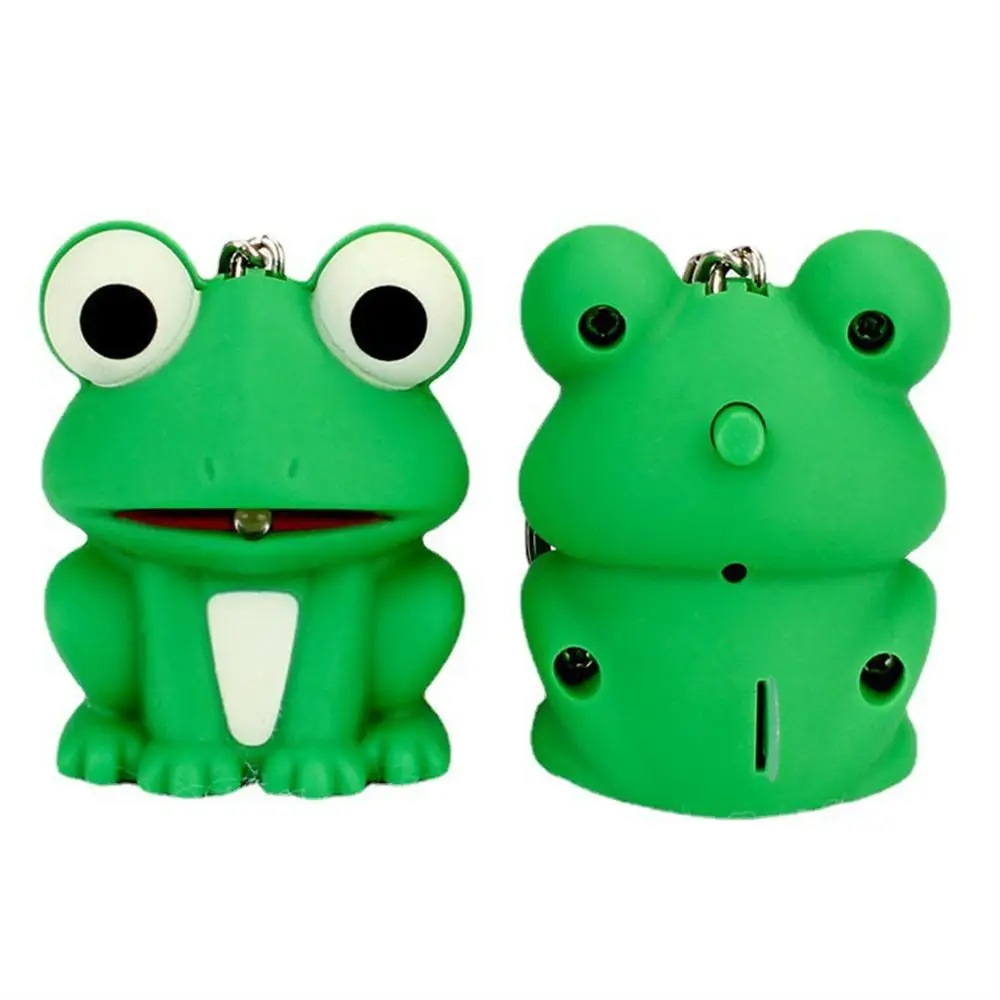 Lovely Animal Light Sound Keychains Cartoon Animal LED Light Green Frog Key Chains Novelty Keyrings Lighting Keychain Kids Toy