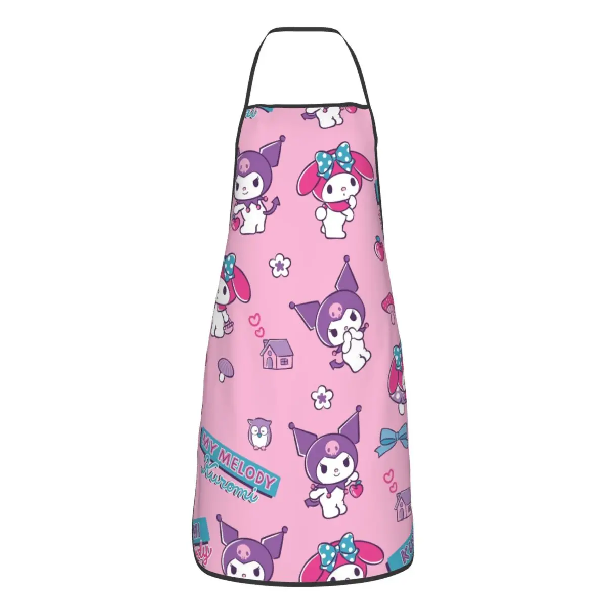 

Нагрудник на заказ My Melody & Kuromi, фартук для мужчин и женщин, унисекс, для взрослых, шеф-повара, кулинария, кухня, стол, кухня, живопись