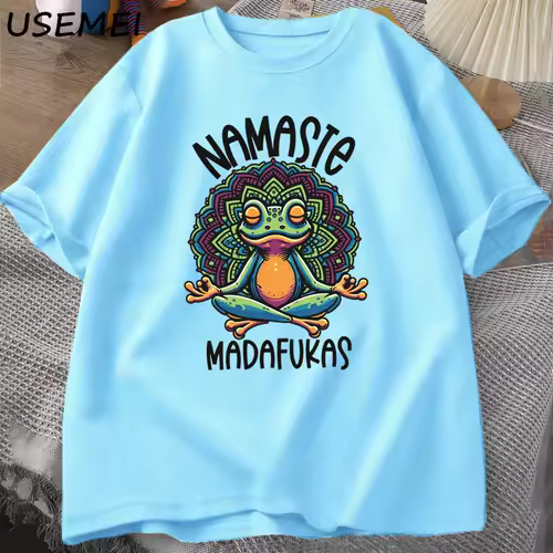 Funny Yoga T Shirt Frog Self Care T-Shirt Cotton Short Sleeve Positive Cottagecore Namaste Tee Men Women Mens Clothes Streetwear - Image 11