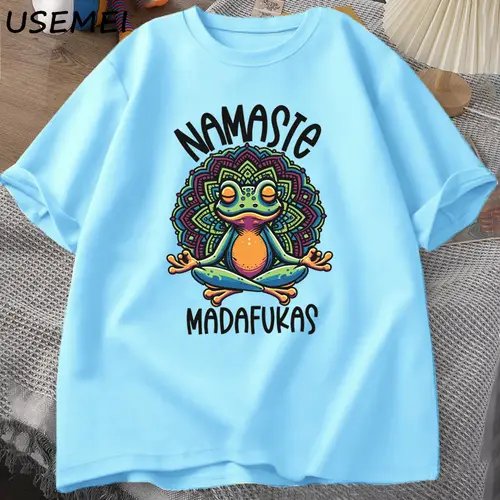 Funny Yoga T Shirt Frog Self Care T-Shirt Cotton Short Sleeve Positive Cottagecore Namaste Tee Men Women Mens Clothes Streetwear - Image 11