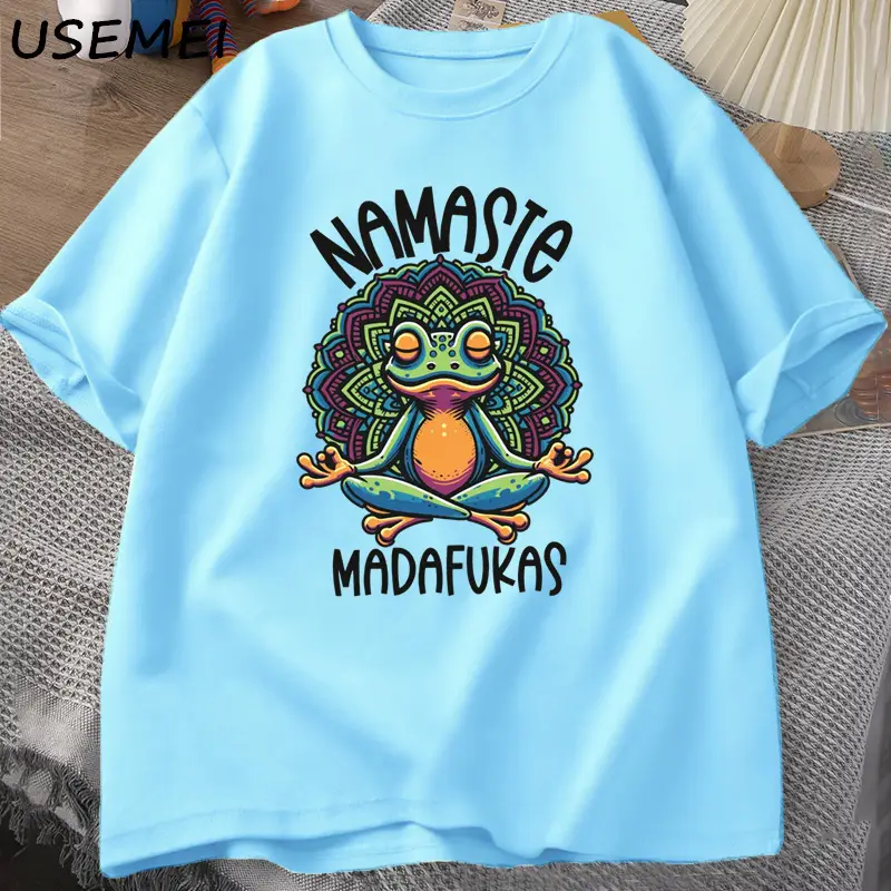 Funny Yoga T Shirt Frog Self Care T-Shirt Cotton Short Sleeve Positive Cottagecore Namaste Tee Men Women Mens Clothes Streetwear - Image 11