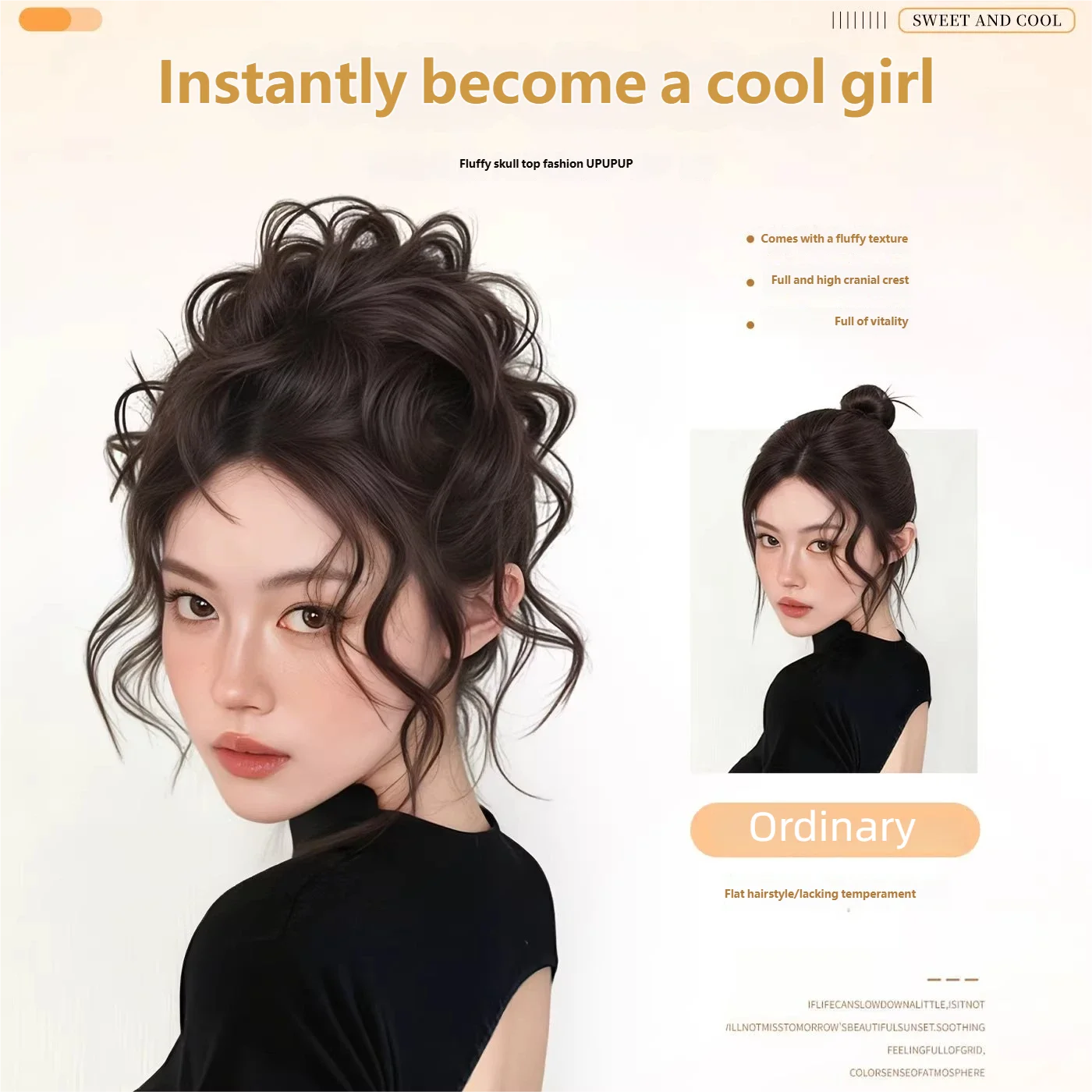 Aplique de Cabelo Sintético Cacheado de Lã Elegante com Elástico, Coque Volumoso para Uso Diário Feminino