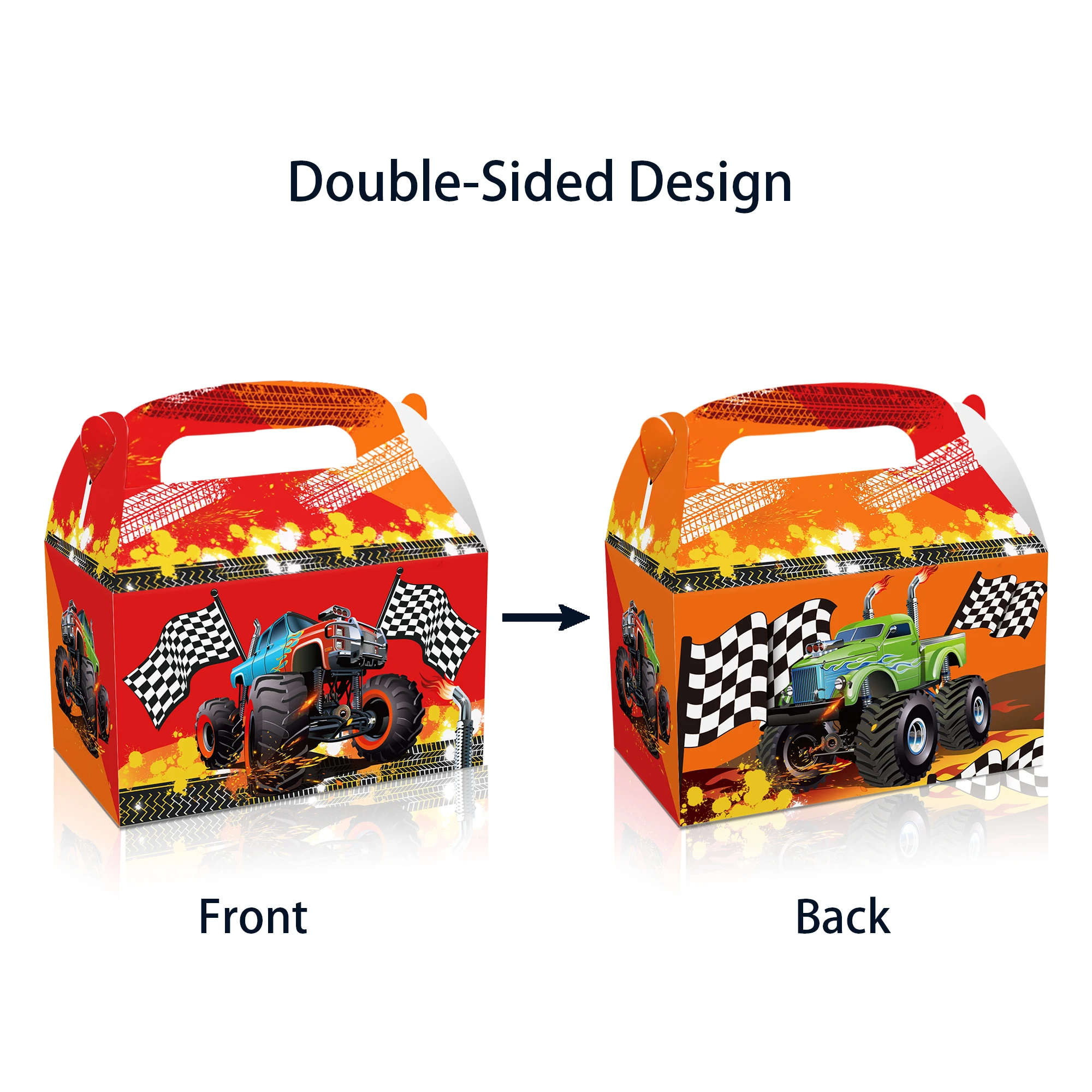 

DD178 4Pcs Construction Race Game Truck Monster Birthday Party Paper Portable Candy Packing Gift Boxes Baby Shower Party Decors