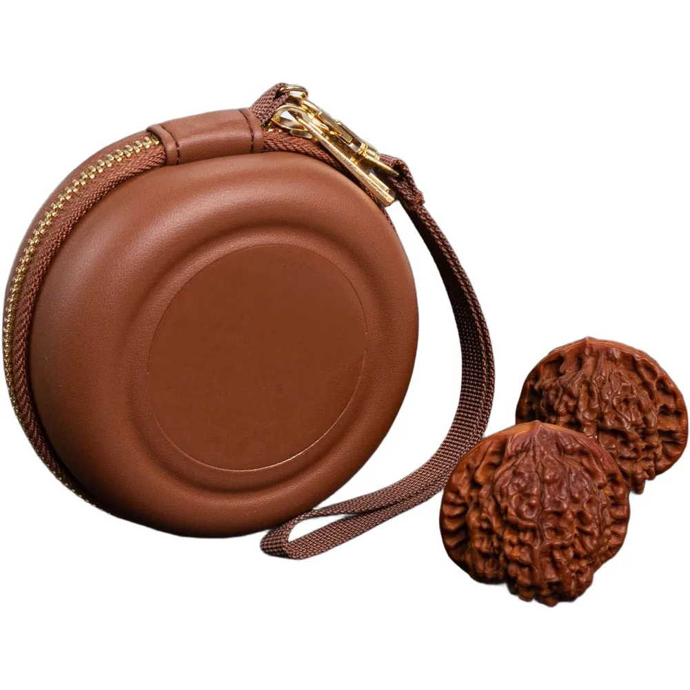 Brown EVA Hard Shell Travel Case 10x10x6cm - for Walnuts Bracelets Storage Waterproof Dustproof Compact Design