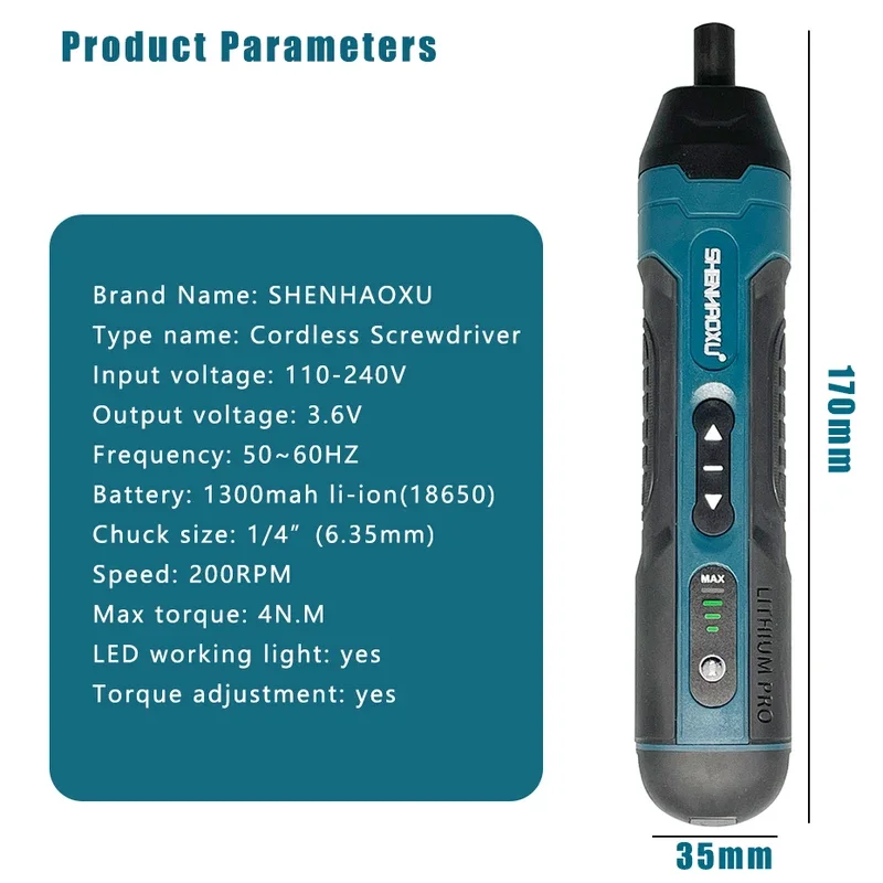 Cordless Electric Screwdriver Rechargeable 1300mah Lithium Battery Mini Drill 3.6V Power Tools Set Household Maintenance Repair