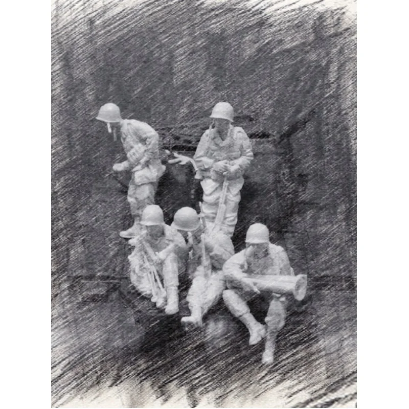 

1/35 Resin Model Kit GK, military theme, (5 persons) unassembled and unpainted 593R