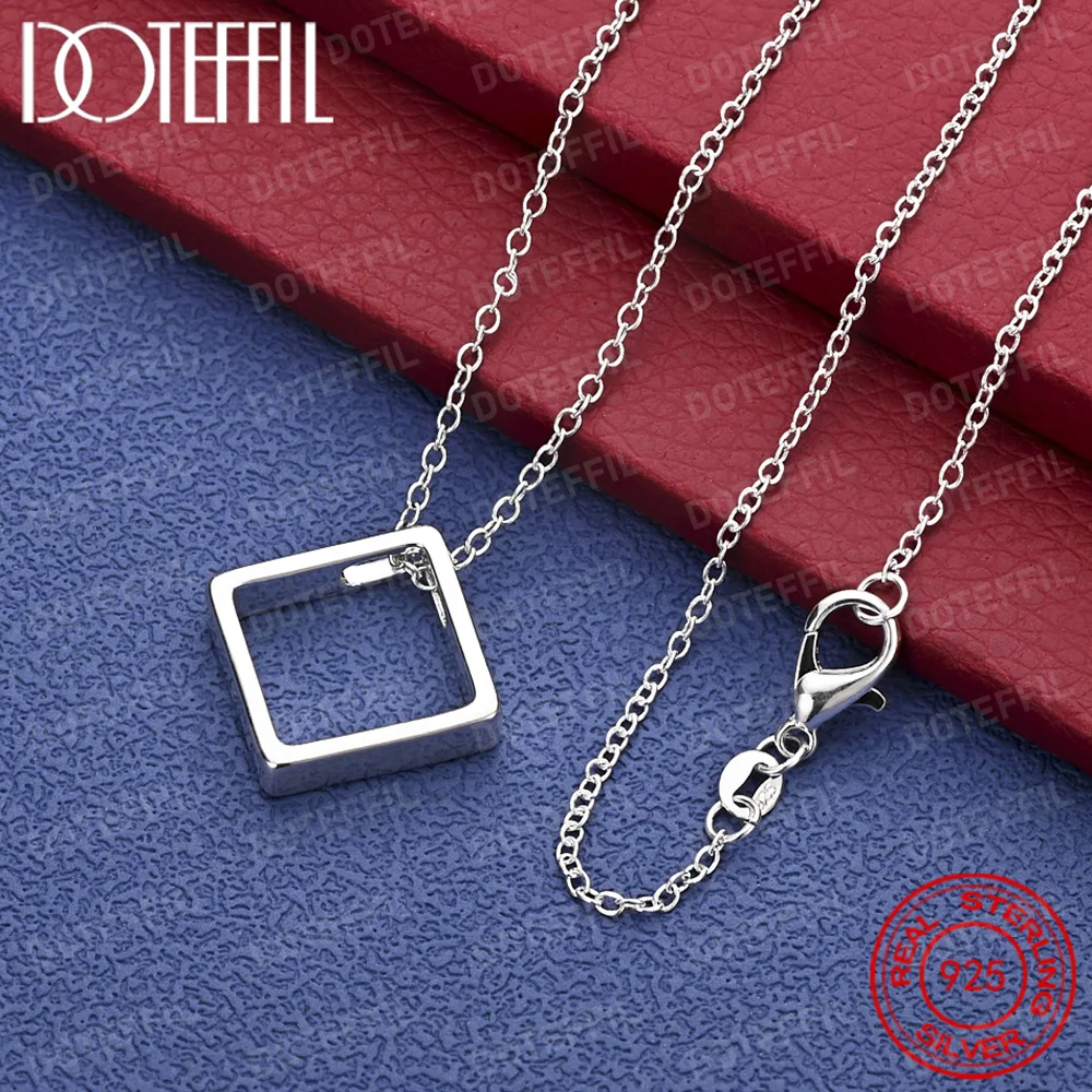 

Ожерелье с квадратным кулоном из стерлингового серебра 925 пробы для женщин, свадебные и помолвочные модные очаровательные ювелирные изделия