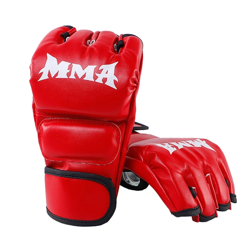1 Pair Professional Boxing Gloves Muay Thai Fighting Gloves PU Leather Half Fingers Mittens Fighting Training Glove Sandbag