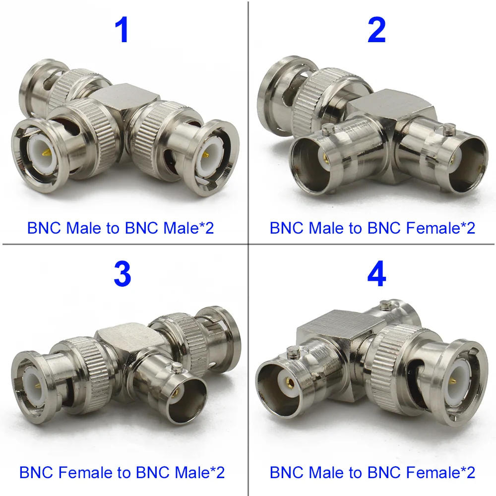 Q9 BNC Connector BNC To BNC Male Female Tee Type 3way 4way 90 Degree Right Angle Splitter 2x Double Male Female 3+4Type Brass