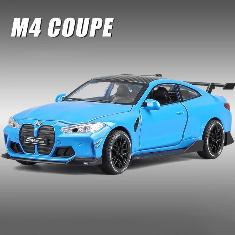 1:32 BMW M4 Coupe IM Supercar Model Samochodu Ze Stopu Metalu z Napędem Pull Back, Dźwiękiem i Światłem, Prezent dla Dzieci, Kolekcja, Model Samochodu Odlewany Ciśnieniowo, Samochód Ze Stopu Metalu Mo