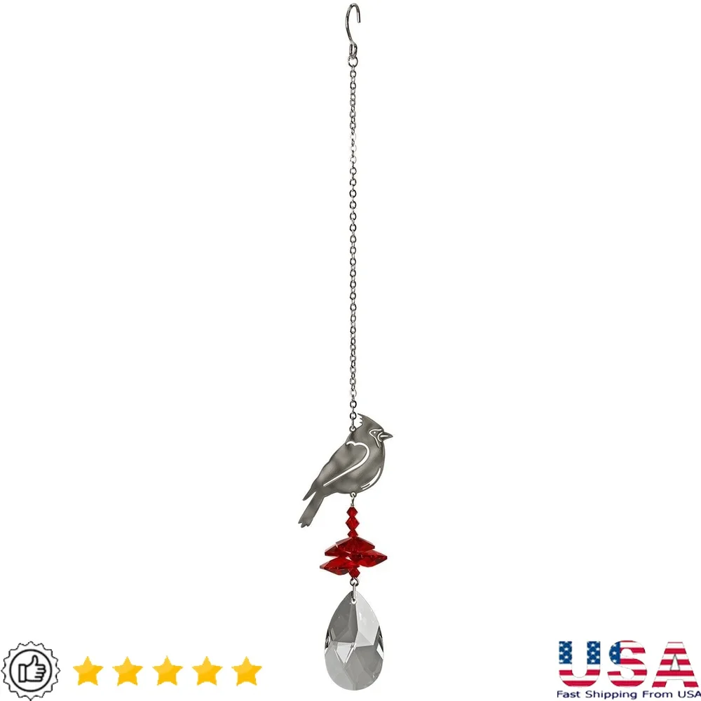 

Crystal Suncatcher Cardinal Wind Chimes Indoor Décor Gift Packaged Dream Symbol Crystal Cluster Rainbow Maker 4.5 Inch Length