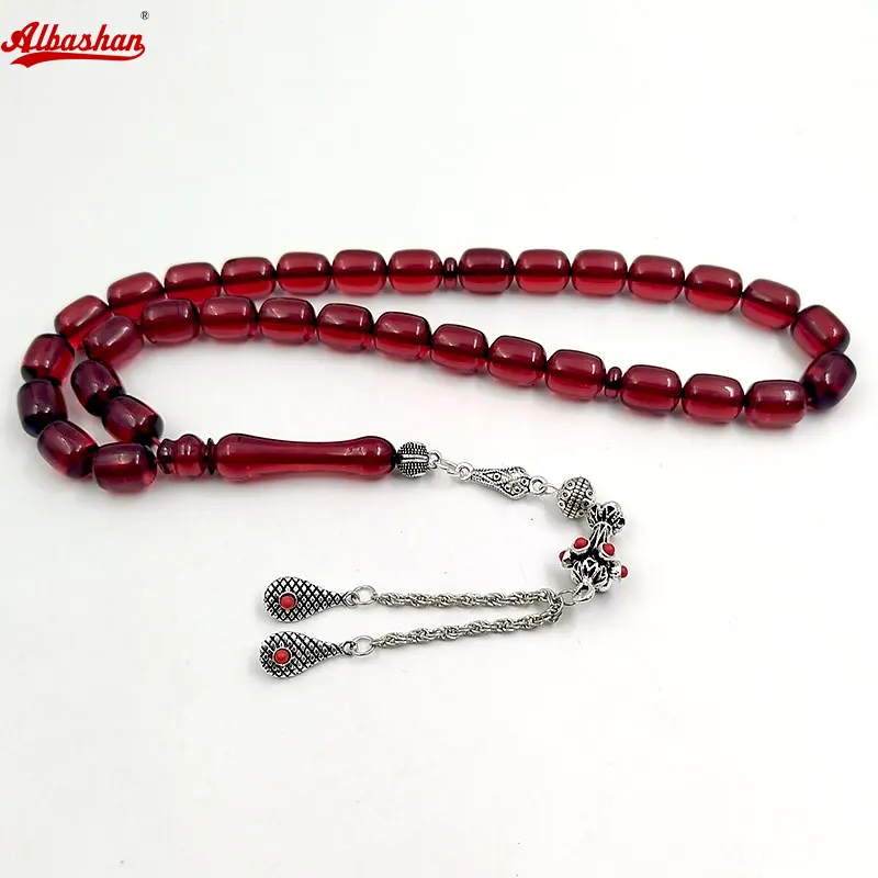 ALBASHAN 10X13MM Red Resin Tasbih  Misbaha prayer beads muslim Accessories Arabic rosary  jewelry Eid gift Islamic Bracelets