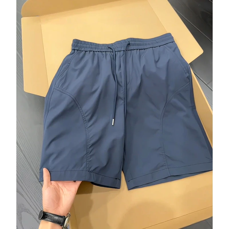 

Qui Dry Ice Silk Baskeall orts Men's Summer Cool Feeling Blue Sports Leisure Pants Straight Leg Casual Trousers