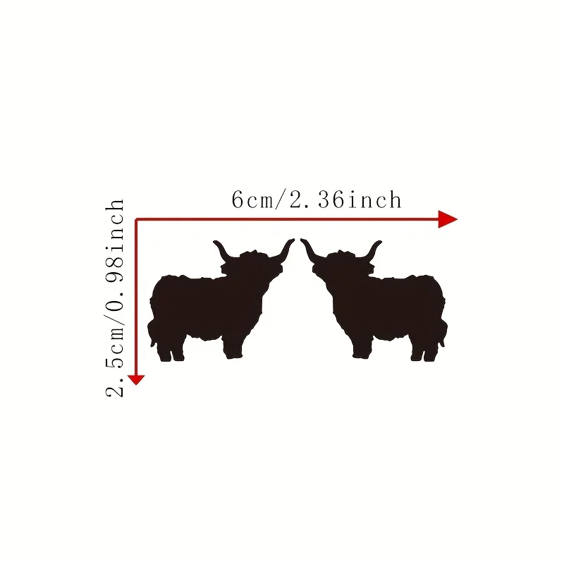 Cowboy Highland Cow Sticker 1PC Cute Silhouette Vinyl Decal Mini Car Mirror Waterproof Auto Home Outdoor Decor Design
