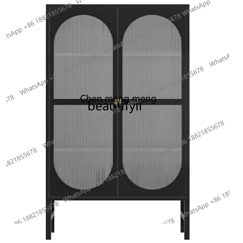 xzAmerican-Style Solid Wood Wardrobe French Retro Storage Cabinet Black Curio Cabinet Nordic Rattan Storage Cabinet Furniture