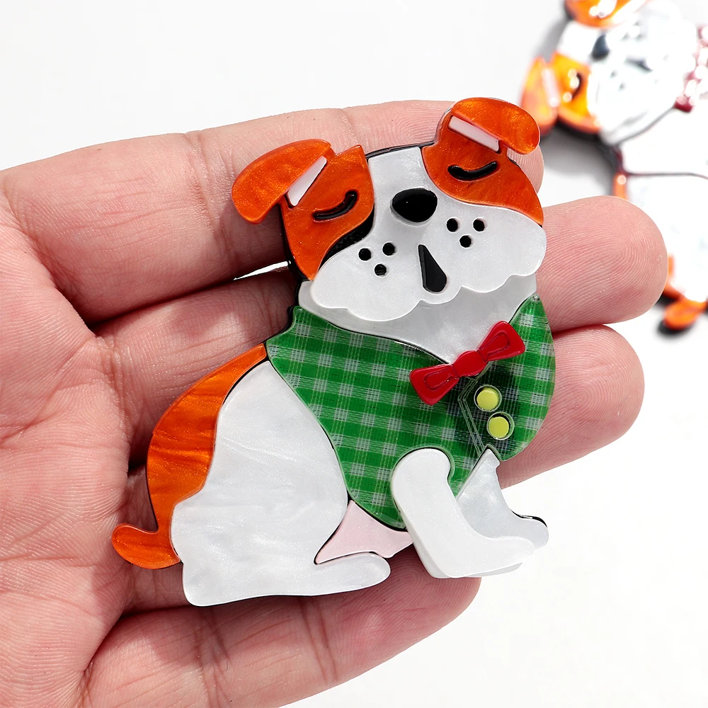 Mode Neue Acryl Schöne Tiere Hund Mit Fliege Große Broschen Niedlichen Cartoon Pet Abzeichen Pins für Frauen Unisex Schmuck 2026 Geschenke – Detail 4
