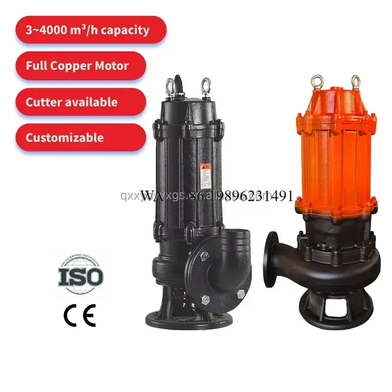 Wmwmnu for High Pressure Non Clogging Submersible Centrifugal Wastewater Pump 1000m h 75kW for Wastewater Transport and Flood