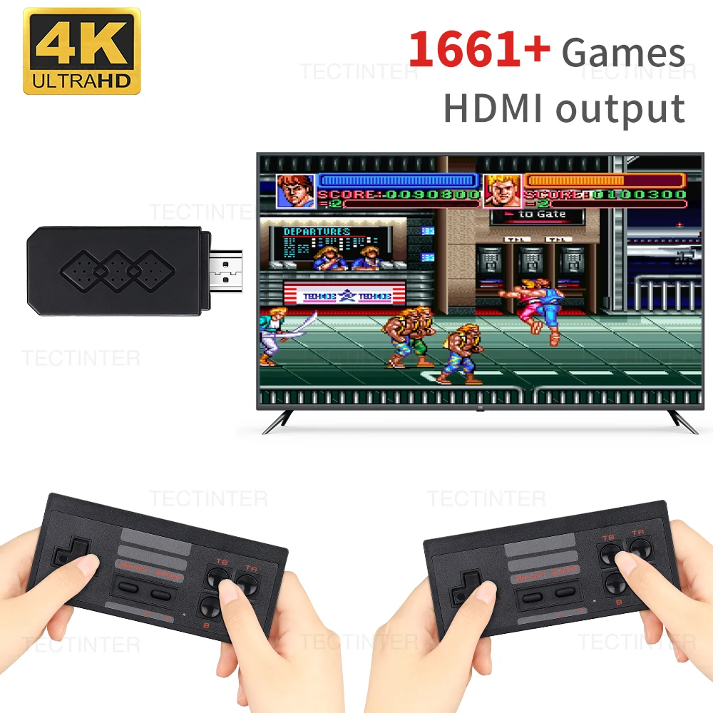 Video Game Console Handheld Game Player HDMI-Compatible Mini Game Stick Built in 1661+ Classic 8 Bit Games Dual Wireless Gamepad