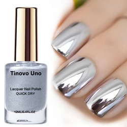 Tinovo Uno Metallic Silver Nail Polish Strengthener Quick Dry Without Lamp Nail Hardener Concealer Lacquer Repair Damaged Nails