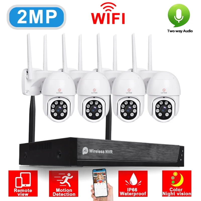 LCLCTEK Tuya Smart 3MP 8CH Wireless NVR Kit WIFI Security CCTV PTZ Camera System