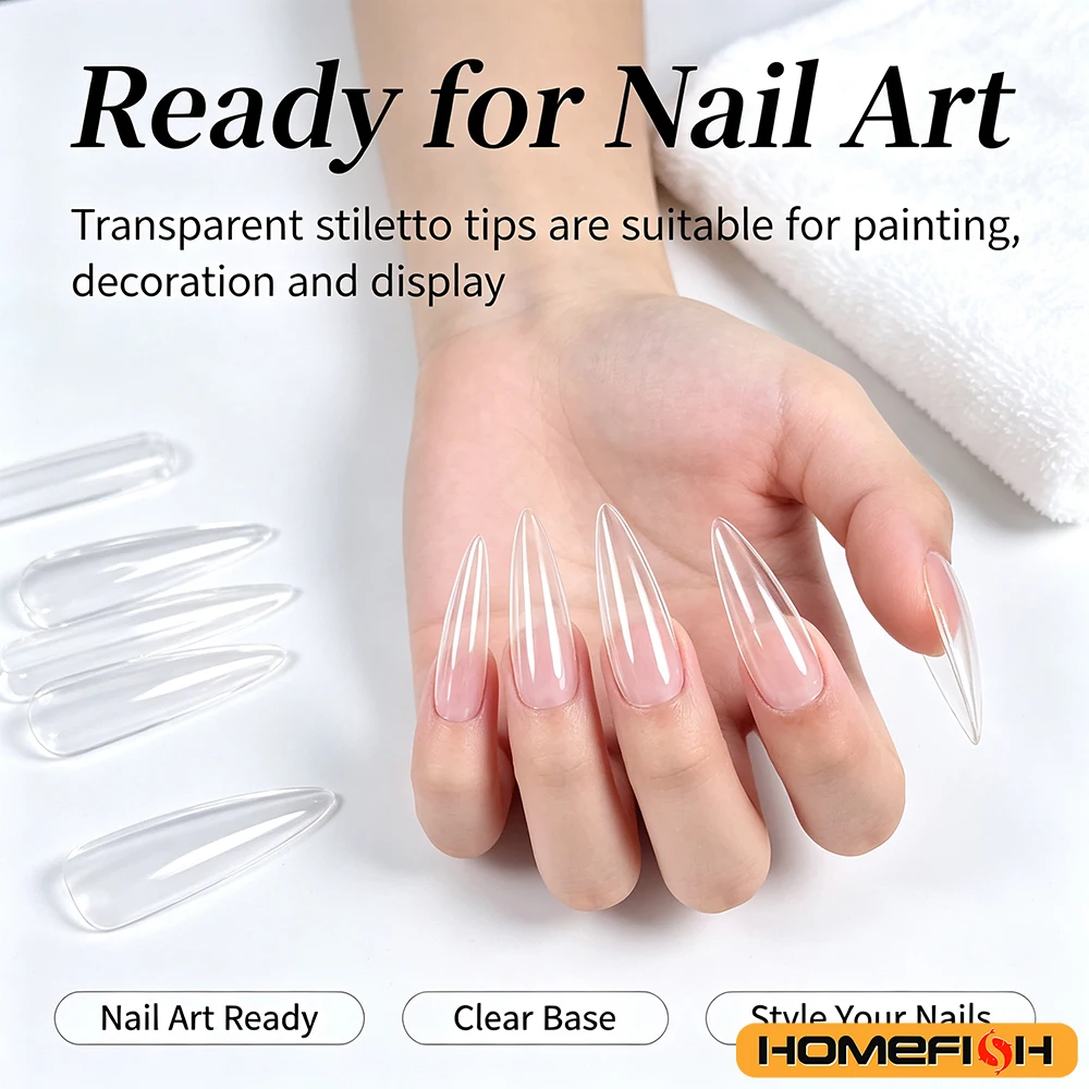 120/240 Stück XL Stiletto Gel X Nagelspitzen, transparente künstliche Nägel, extra lange Stiletto-Nägel, vollständige Abdeckung, Werkzeug zur künstlichen Nagelverlängerung – Detail 10