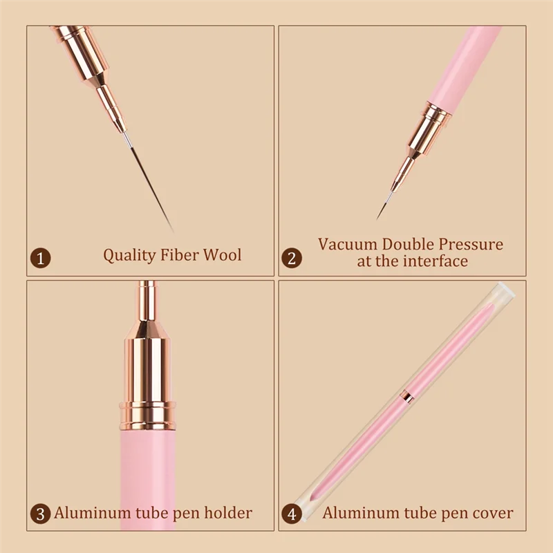 AA20-5PCS 7/9/11/15/25 มม.เล็บชุดแปรง UV เจลเล็บชุดแปรง French Stripe Line วาดภาพวาดดอกไม้ปากกาเครื่องมือ