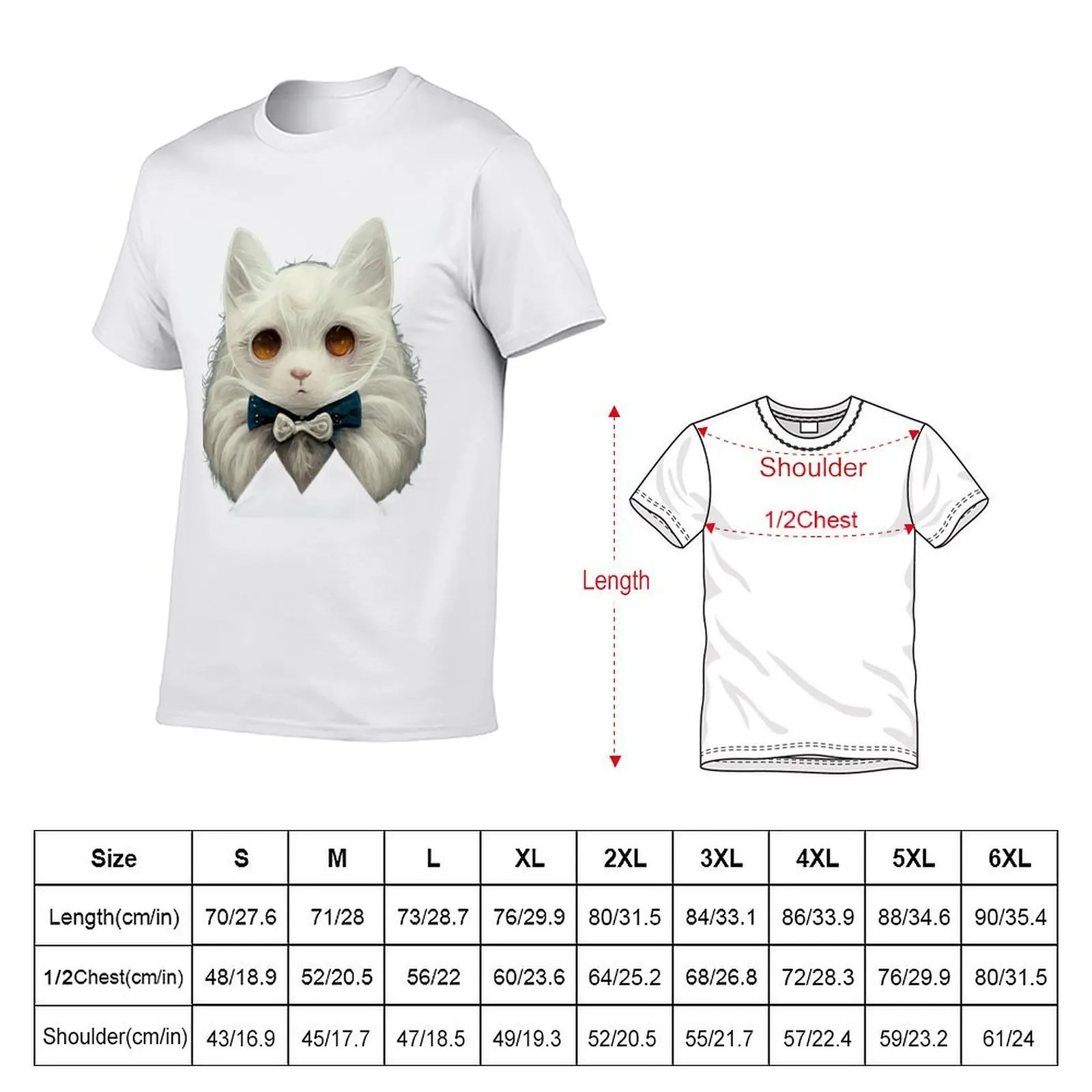 White ragdoll cat wearing a tophat and a blue and white bow tie T-Shirt Clothing anime shirt shirts men
